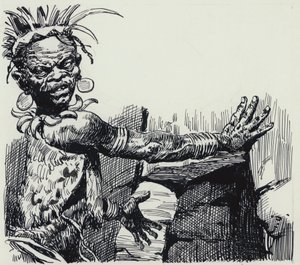Illusztráció a King Solomons Mines-hez (gouache, papír) alkotó: C.L. Doughty