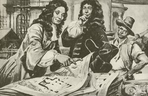 Sir Christopher Wren, a londoni Szent Pál-székesegyház építésze (litográfia) alkotó: C.L. Doughty
