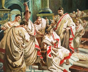Julius Caesar halála (gouache, papír)