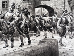 Franciaország története -- katonák gyülekeznek Párizsban alkotó: C.L. Doughty