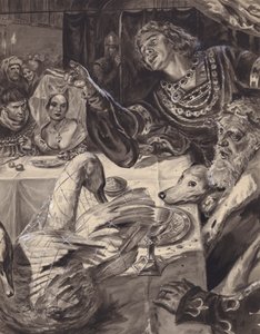Az ifjú walesi herceg megesküszik, hogy harcolni fog a skótok ellen (gouache, papír) alkotó: C.L. Doughty