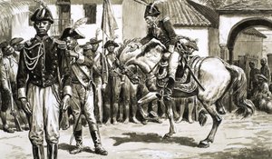 Amikor a brit erők megszállták St. Domingue-t, a Toussaint Louverture vezette erők visszaverték a támadást. alkotó: C.L. Doughty