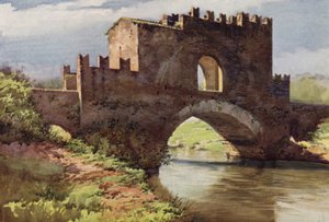 Középkori híd az Aniene felett, a Nomentana-n keresztül (színes litó)