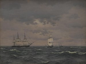 Frissítő szélben vitorlázó Corvette és néhány más hajó alkotó: Christoffer Wilhelm Eckersberg
