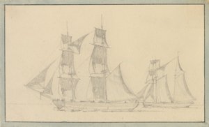 Egy brig és egy szkúner vitorla alatt. alkotó: Christoffer Wilhelm Eckersberg