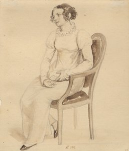 Egy hölgy ül egy karosszékben, szemben az ablakkal alkotó: Christoffer Wilhelm Eckersberg