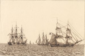 Egy fregatt horgonyoz. Illusztráció: "Lineáris perspektíva", IXb. tábla alkotó: Christoffer Wilhelm Eckersberg