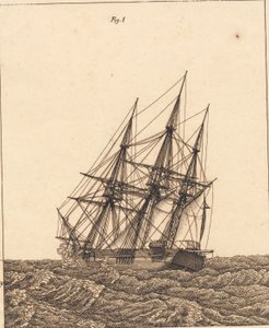 Korvett a viharban. Illusztráció: „Lineáris perspektíva”, X. tábla alkotó: Christoffer Wilhelm Eckersberg
