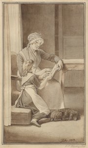 Egy édesanya olvasni tanítja kislányát alkotó: Christoffer Wilhelm Eckersberg