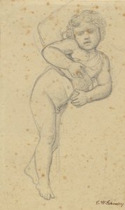 Egy meztelen fiú anyja térdének dől. alkotó: Christoffer Wilhelm Eckersberg