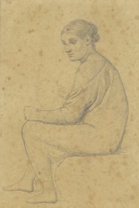 Ülő nő, akinek a térdére támaszkodik a gyerek. alkotó: Christoffer Wilhelm Eckersberg