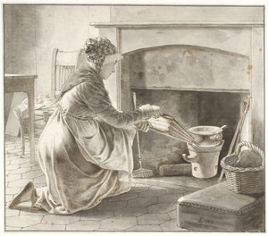 Az étel készül. Eckersberg háziasszonya Párizsban (?) alkotó: Christoffer Wilhelm Eckersberg