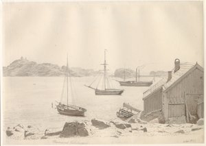 Frederiksværn kikötője Larviksfjordenben, Norvégiában. alkotó: Christoffer Wilhelm Eckersberg