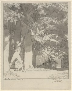 A hinta. A skjoldnæsholmi erdőből alkotó: Christoffer Wilhelm Eckersberg