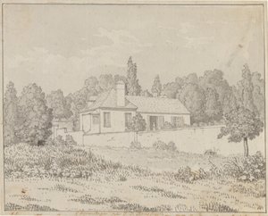 Jean Jacques Rousseau háza az ermenonville-i palota kertjében alkotó: Christoffer Wilhelm Eckersberg
