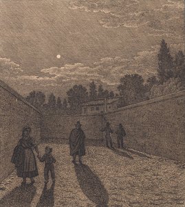 Holdfény egy út felett. Illusztráció a "Lineáris perspektívához", IV. tábla alkotó: Christoffer Wilhelm Eckersberg