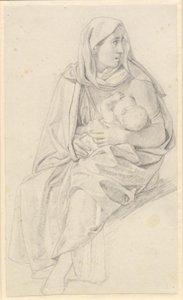 Mózes megosztja a vizet, és a fáraó hadserege elnyelődik – Tanulmány egy izraelita anyának és gyermekének alkotó: Christoffer Wilhelm Eckersberg