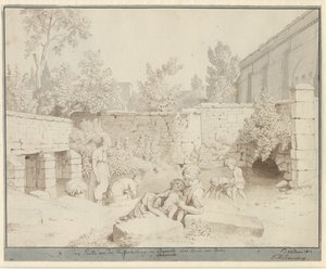 Tét a római vízvezetéknél, Arcueilben, Párizsban alkotó: Christoffer Wilhelm Eckersberg