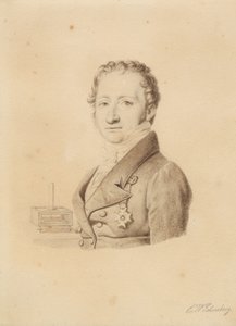 Christoffer Hansteen norvég fizikus portréja. Mellkép en face t.v. alkotó: Christoffer Wilhelm Eckersberg