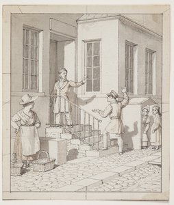 Vita az utca lépcsőjén. Előtanulmány a „Lineáris perspektíva a festészet művészetében” címmel, VII. tábla, 2 alkotó: Christoffer Wilhelm Eckersberg