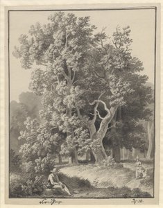 Erdő Svendstrupnál néhány figurával, előtte egy ülő férfi ásóval alkotó: Christoffer Wilhelm Eckersberg