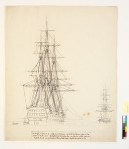 Az "Asow" vonal orosz hajója és egy fregatt horgonyban Elsinore útjain alkotó: Christoffer Wilhelm Eckersberg