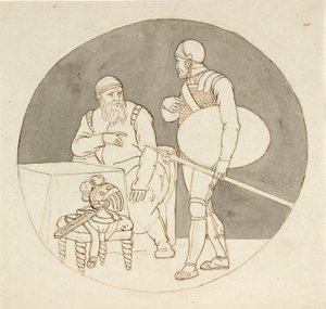 Két harcos, az egyik áll, a másik ül alkotó: Christoffer Wilhelm Eckersberg