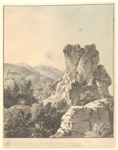 Kilátás Harzen felől, Teufelsmauer felől, a háttérben a Blankenburg kastély alkotó: Christoffer Wilhelm Eckersberg