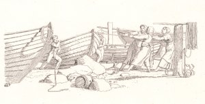 Kilátás egy halászfalura. A partra húzott csónakok alkotó: Christoffer Wilhelm Eckersberg