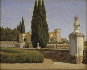 Kilátás a Villa Albani kertjére. Róma alkotó: Christoffer Wilhelm Eckersberg