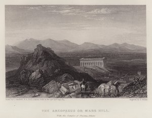 Az Areopágus vagy a Mars-domb Thészeusz Athén templomával (színes litó)