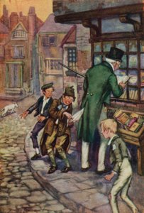 Illusztráció Oliver Twisthez, Charles Dickens (színes litó)
