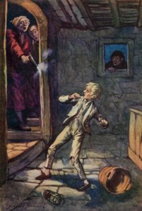 Illusztráció Oliver Twisthez, Charles Dickens (színes litó)