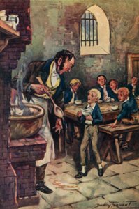 Illusztráció Oliver Twisthez, Charles Dickens (színes litó)