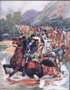 Áldd meg a dicsőséges emléket..., illusztráció a „Híres harcok balladáiból”, 1900 körül (színes litó) alkotó: C. Dudley Tennant