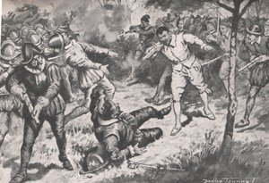 Az admirális, majd a csapata, hanyatt-homlok rohant a Vera Cruz gárdánál, illusztrációja a 