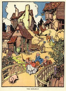 Szökött malac (színes litho) alkotó: C. E. B. Bernard