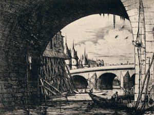 A Pont Notre-Dame boltíve, 1915 alkotó: C. H. Meryon