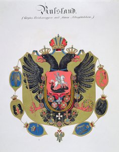 A császári Oroszország államának címere és pajzsa, egy Németországban kiadott akvarellgyűjteményből, 1830-33 körül. alkotó: C. Hildebrandt