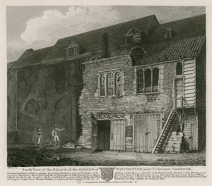 Déli kilátás a winchesteri püspökök palotájára, a Southwark-i St Saviour
