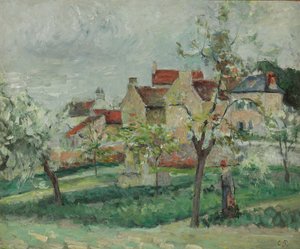 Virágzó Plum Tress, Pontoise; Virágzó szilvafák, Pontoise, 1876 körül alkotó: Camille Jacob Pissarro