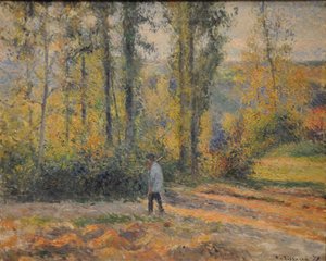 Táj egy vadászral, Pontoise-i táj Pontoise-ban egy vadászral, 1879 alkotó: Camille Jacob Pissarro