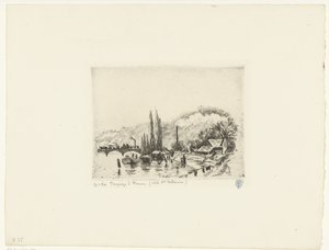 Táj Rouen közelében Paysage à Rouen (côte ste Catherine) (cím a tárgyon) alkotó: Camille Jacob Pissarro