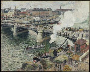 Pont Boieldieu Rouenben, nyirkos idő, 1896 alkotó: Camille Jacob Pissarro