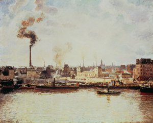 Saint-Sever rakpart, Rouen, 1896 alkotó: Camille Jacob Pissarro