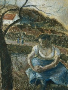 Ülő paraszt; Ülő parasztasszony, 1880 körül alkotó: Camille Jacob Pissarro