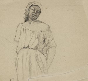 Tanulmány egy fekete emberről (szén papíron) alkotó: Camille Jacob Pissarro