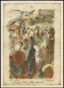 A Gisors Market, Rue Cappeville, 1894 körül alkotó: Camille Jacob Pissarro