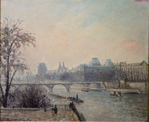 A Szajna és a Louvre (olaj, vászon alkotó: Camille Jacob Pissarro