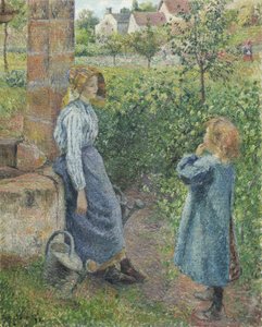 Nő és gyermek a kútnál, 1882 alkotó: Camille Jacob Pissarro